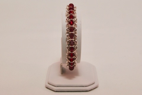 *Siam Crystal Mobius Chain Bracelet in Silver Enameled Copper